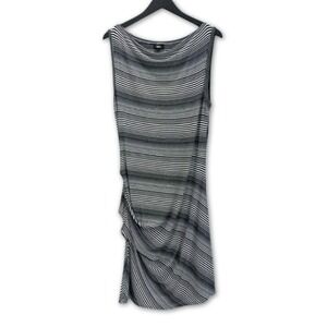 Mossimo Tank Dress Womens XL Black White Striped Sleeveless Summer Knit Midi